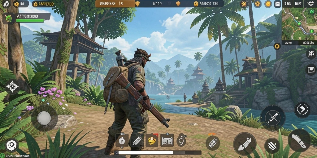Tampilan gameplay seru dalam dunia terbuka AMPER88