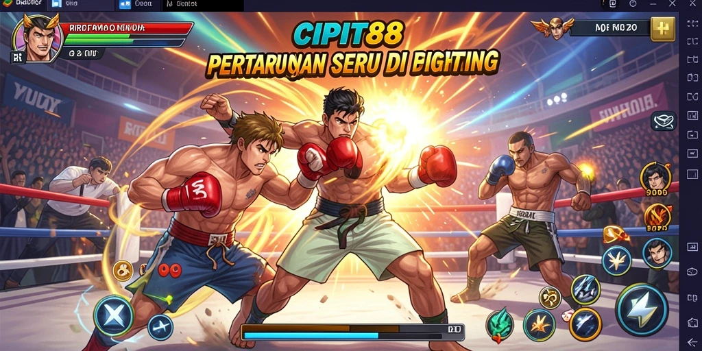 Tangkapan layar menunjukkan momen pertarungan epik dalam game Fighting.
