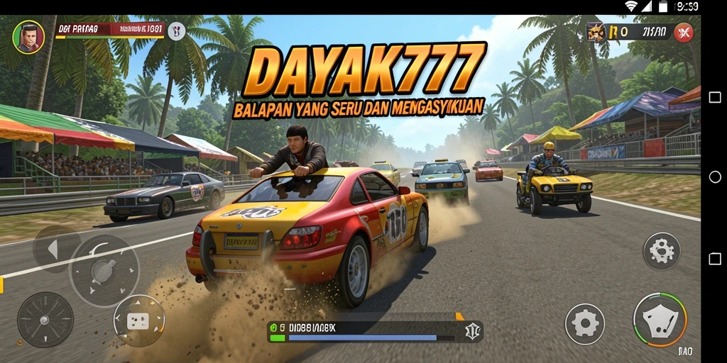 Tampilan gameplay seru dalam pertandingan balapan di DAYAK777.