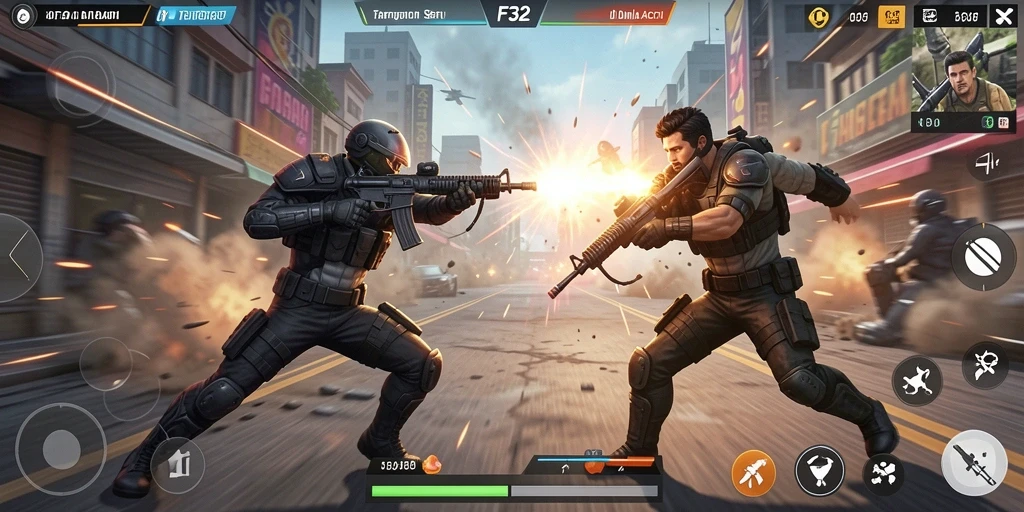Tampilan visual yang menakjubkan dari gameplay F32 di dalam aksi.