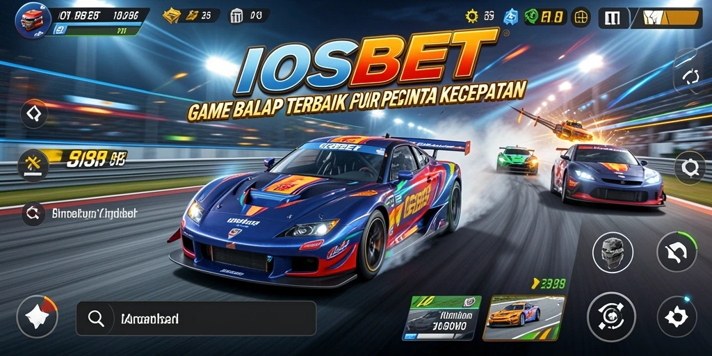 Tampilan gameplay menegangkan di lintasan balap IOSBET.