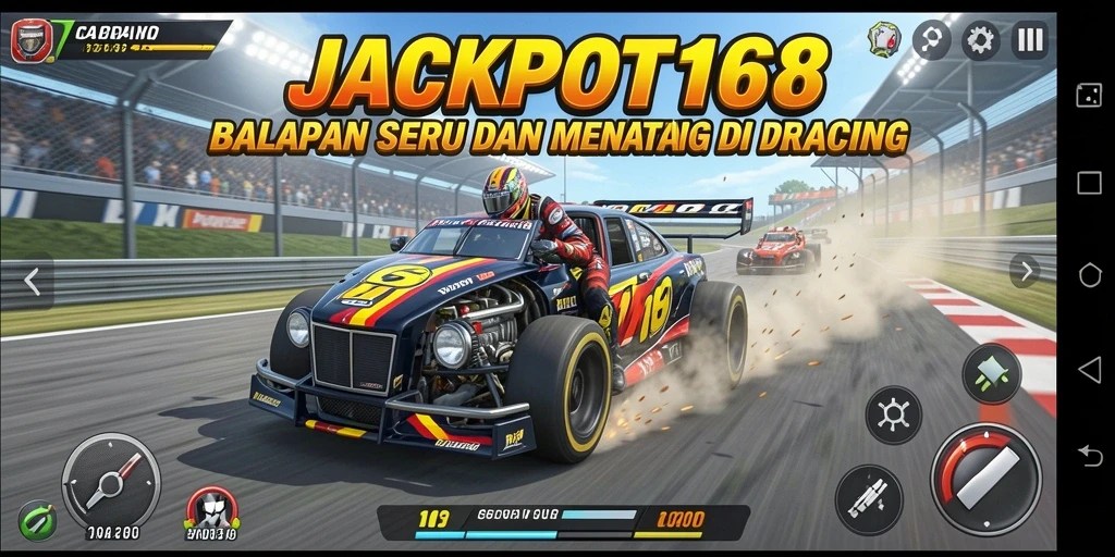 Screenshot gameplay JACKPOT168 menampilkan aksi balapan mendebarkan.