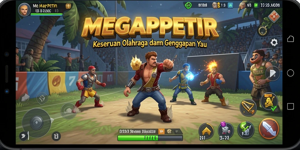 Gameplay seru dalam MEGAPETIR menampilkan aksi olahraga yang mendebarkan.