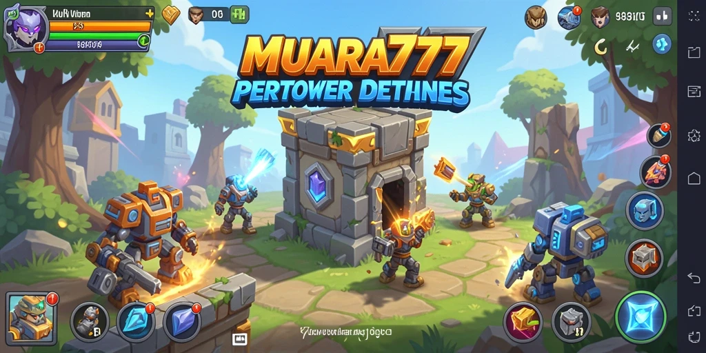 Tampilan seru dari gameplay <strong>MUARA777</strong> dalam pertarungan Tower Defense.