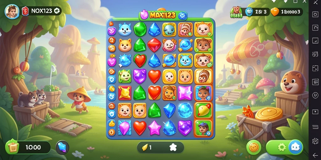 Tampilan menarik gameplay Match-3 di NOX123.
