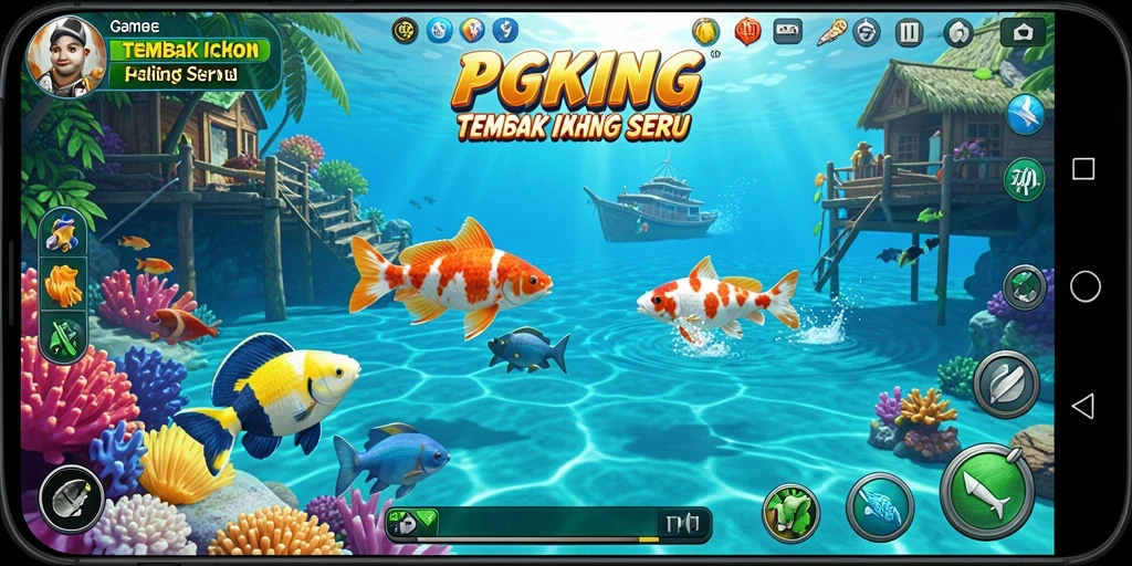 Screenshot utama PGKING menunjukkan aksi seru gameplay Tembak Ikan.