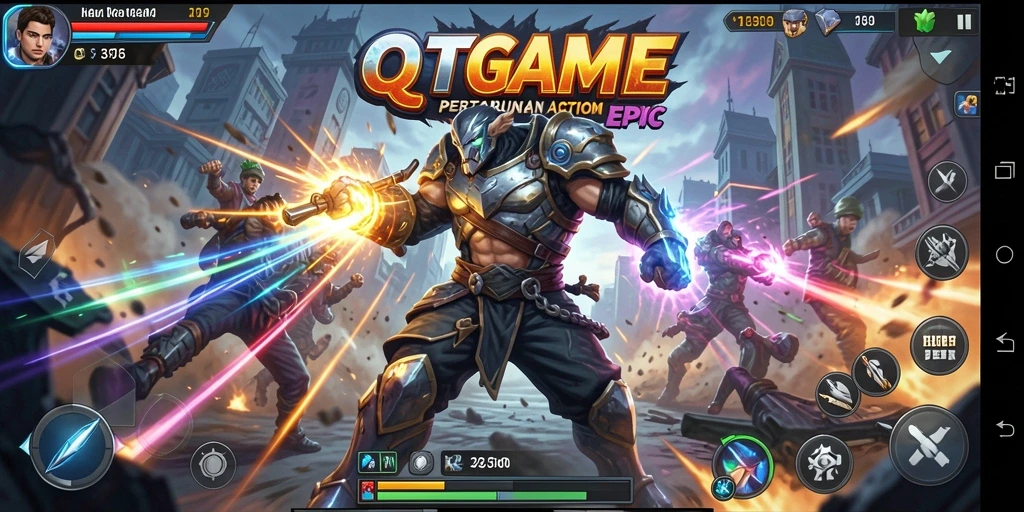 Tampilan gameplay QTGAME yang mendebarkan dan penuh aksi.