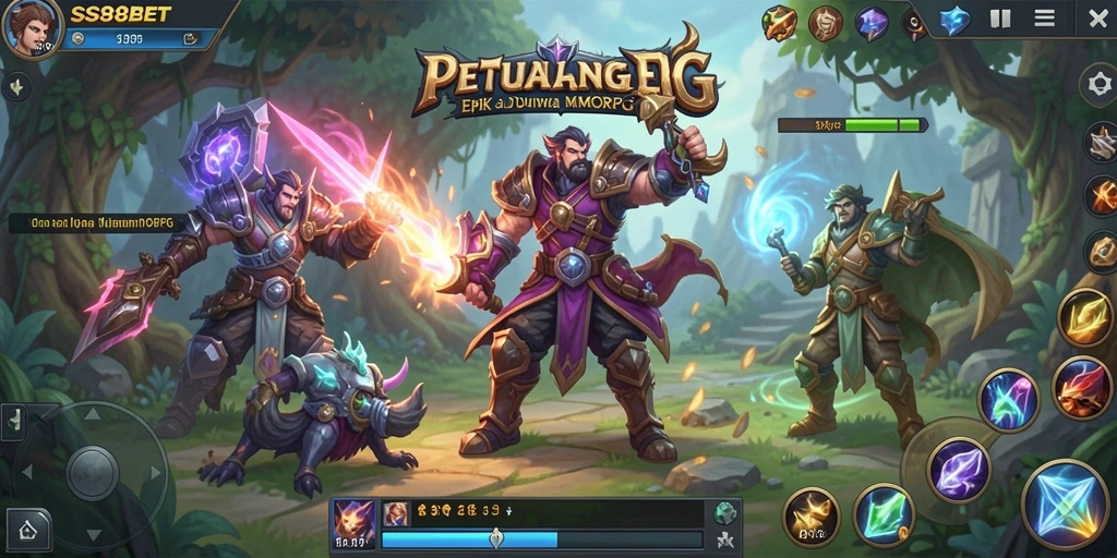 Tangkapan layar dari gameplay SS88BET yang menunjukkan pertempuran epik dalam MMORPG.