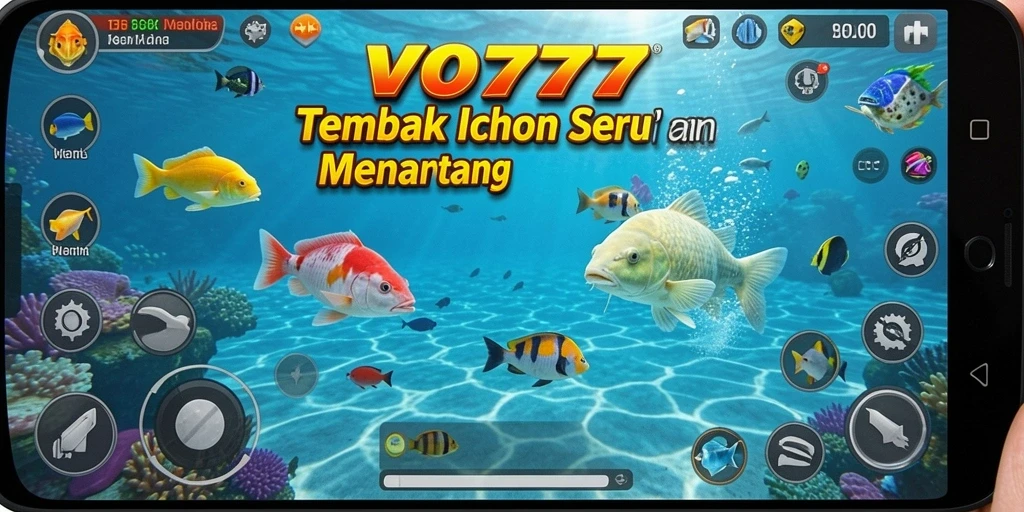 Screenshot gameplay VO777 dengan ikan yang berwarna-warni.
