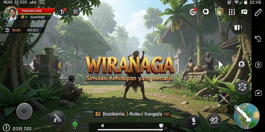 Screenshot gameplay menunjukkan interaksi karakter di WIRANAGA yang menarik.